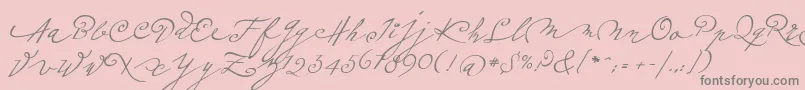 Czcionka Plumeroscript – szare czcionki na różowym tle