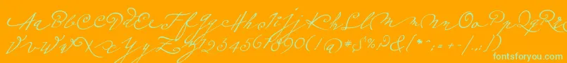 Plumeroscript Font – Green Fonts on Orange Background