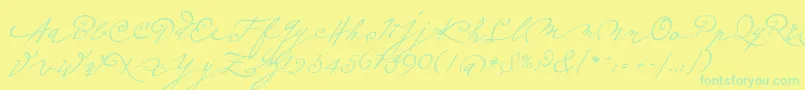 Czcionka Plumeroscript – zielone czcionki na żółtym tle