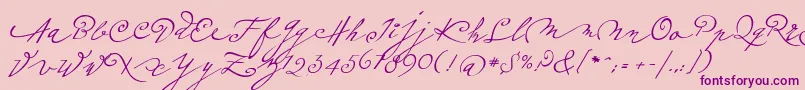 Plumeroscript-Schriftart – Violette Schriften auf rosa Hintergrund