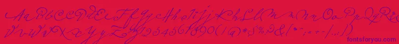 Plumeroscript-fontti – violetit fontit punaisella taustalla
