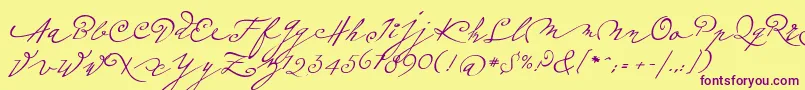 Police Plumeroscript – polices violettes sur fond jaune