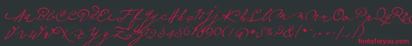 Fonte Plumeroscript – fontes vermelhas em um fundo preto