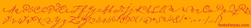 Plumeroscript-fontti – punaiset fontit oranssilla taustalla