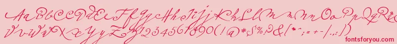 Czcionka Plumeroscript – czerwone czcionki na różowym tle