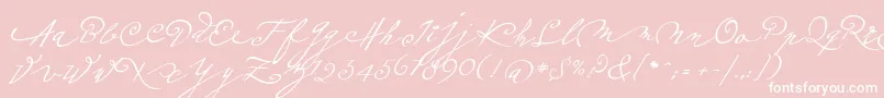 Fonte Plumeroscript – fontes brancas em um fundo rosa