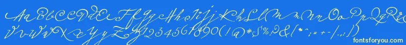 Шрифт Plumeroscript – жёлтые шрифты на синем фоне