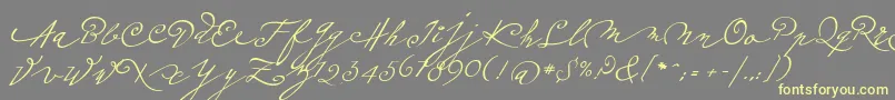 Plumeroscript-Schriftart – Gelbe Schriften auf grauem Hintergrund