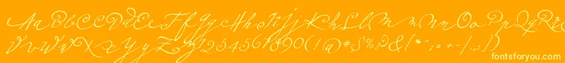 Plumeroscript Font – Yellow Fonts on Orange Background