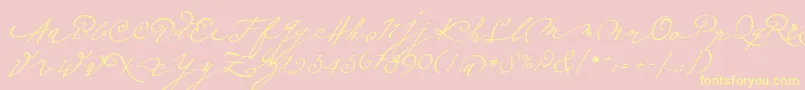 Plumeroscript Font – Yellow Fonts on Pink Background