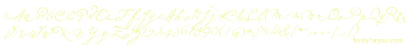 Plumeroscript-Schriftart – Gelbe Schriften auf weißem Hintergrund