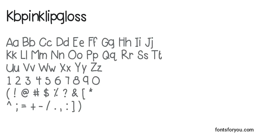 Czcionka Kbpinklipgloss – alfabet, cyfry, specjalne znaki