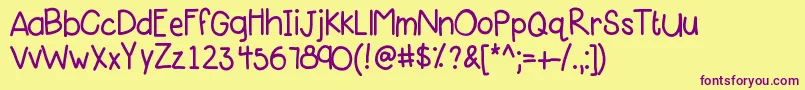 Kbpinklipgloss-Schriftart – Violette Schriften auf gelbem Hintergrund