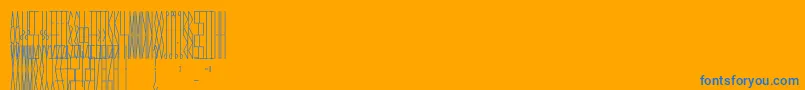 JmhCelaenoBook-Schriftart – Blaue Schriften auf orangefarbenem Hintergrund