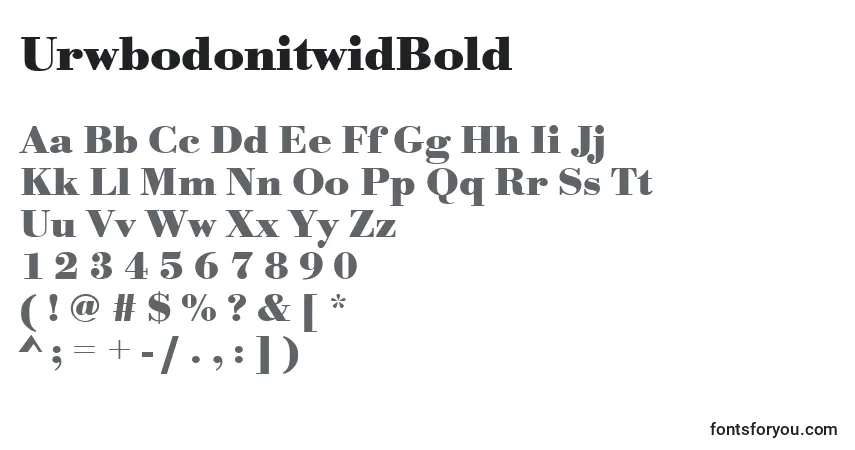 Шрифт UrwbodonitwidBold – алфавит, цифры, специальные символы