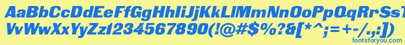 BlackgroteskcItalic Font – Blue Fonts on Yellow Background