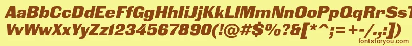 Czcionka BlackgroteskcItalic – brązowe czcionki na żółtym tle