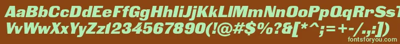 フォントBlackgroteskcItalic – 緑色の文字が茶色の背景にあります。