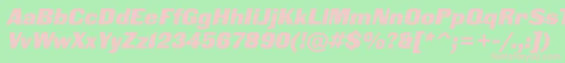 Fonte BlackgroteskcItalic – fontes rosa em um fundo verde