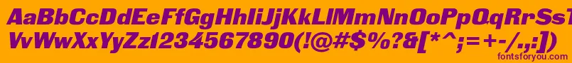 BlackgroteskcItalic-fontti – violetit fontit oranssilla taustalla