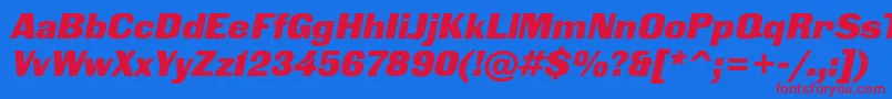 BlackgroteskcItalic Font – Red Fonts on Blue Background