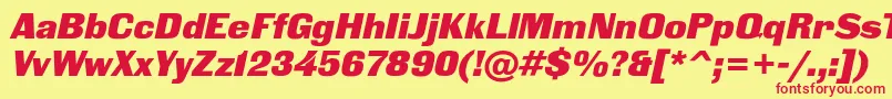 BlackgroteskcItalic Font – Red Fonts on Yellow Background