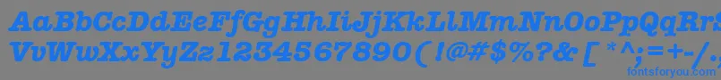Czcionka AmericantypitcteebolItalic – niebieskie czcionki na szarym tle