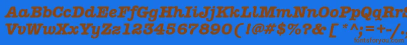 フォントAmericantypitcteebolItalic – 茶色の文字が青い背景にあります。
