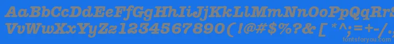 AmericantypitcteebolItalic-Schriftart – Graue Schriften auf blauem Hintergrund