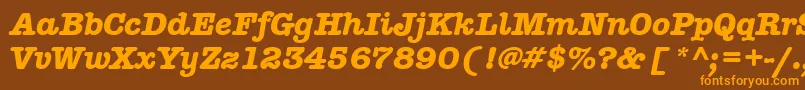 AmericantypitcteebolItalic-fontti – oranssit fontit ruskealla taustalla