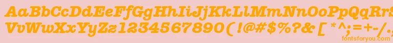 Fonte AmericantypitcteebolItalic – fontes laranjas em um fundo rosa