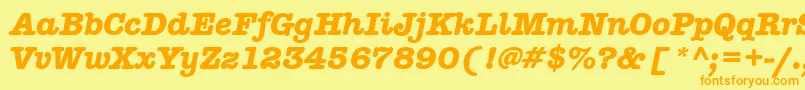 フォントAmericantypitcteebolItalic – オレンジの文字が黄色の背景にあります。