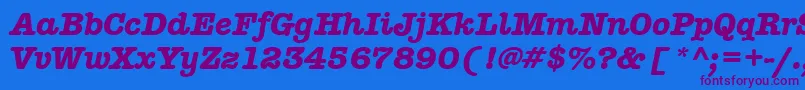 Fonte AmericantypitcteebolItalic – fontes roxas em um fundo azul