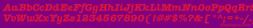 フォントAmericantypitcteebolItalic – 紫の背景に赤い文字