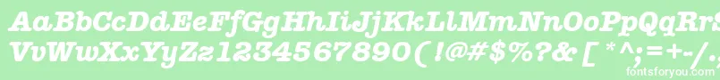 Fonte AmericantypitcteebolItalic – fontes brancas em um fundo verde