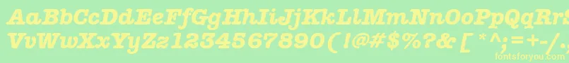 AmericantypitcteebolItalic Font – Yellow Fonts on Green Background