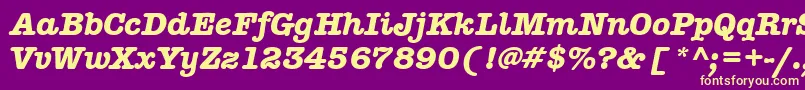 フォントAmericantypitcteebolItalic – 紫の背景に黄色のフォント