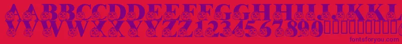 Fonte LmsPumpkinPal – fontes roxas em um fundo vermelho