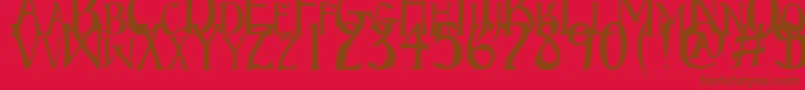 BruceStandardText-fontti – ruskeat fontit punaisella taustalla
