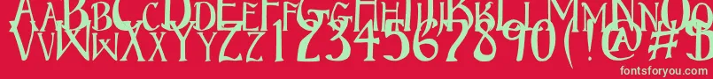 フォントBruceStandardText – 赤い背景に緑の文字