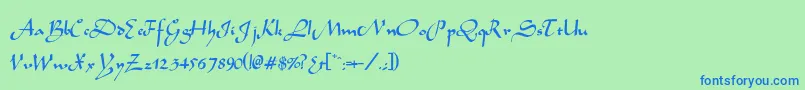 SaharaNormal-Schriftart – Blaue Schriften auf grünem Hintergrund
