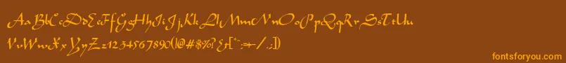 SaharaNormal-Schriftart – Orangefarbene Schriften auf braunem Hintergrund