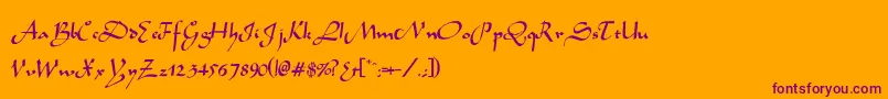 SaharaNormal Font – Purple Fonts on Orange Background