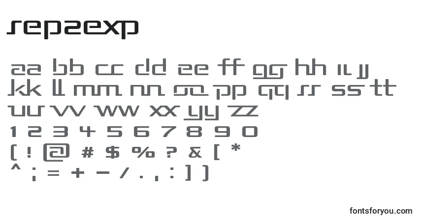 Rep2exp-fontti – aakkoset, numerot, erikoismerkit