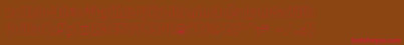 フォントDohrmaOutline – 赤い文字が茶色の背景にあります。