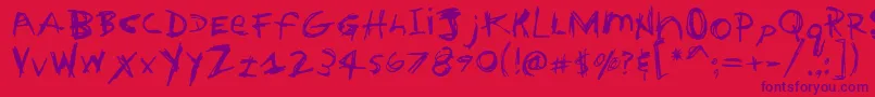 Fonte HouseTrained – fontes roxas em um fundo vermelho