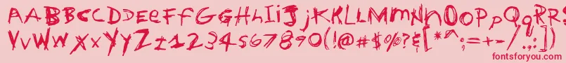 フォントHouseTrained – ピンクの背景に赤い文字