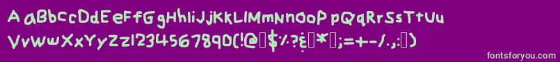 フォントZehksHandwriting – 紫の背景に緑のフォント