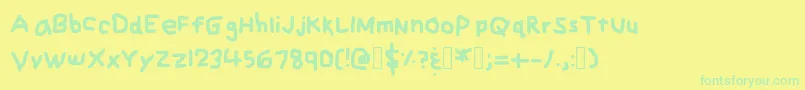 ZehksHandwriting Font – Green Fonts on Yellow Background