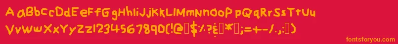 Fonte ZehksHandwriting – fontes laranjas em um fundo vermelho